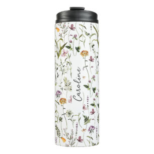 Wildblume Garden Pattern Individuelle Name Thermosbecher