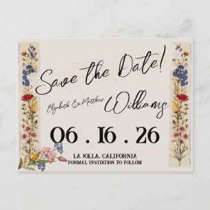 Wildblume Garden Vintage Hochzeit Save the Date Postkarte