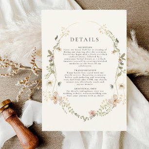 Wildblume Garden Wedding Details Eintrittskarte Einladung