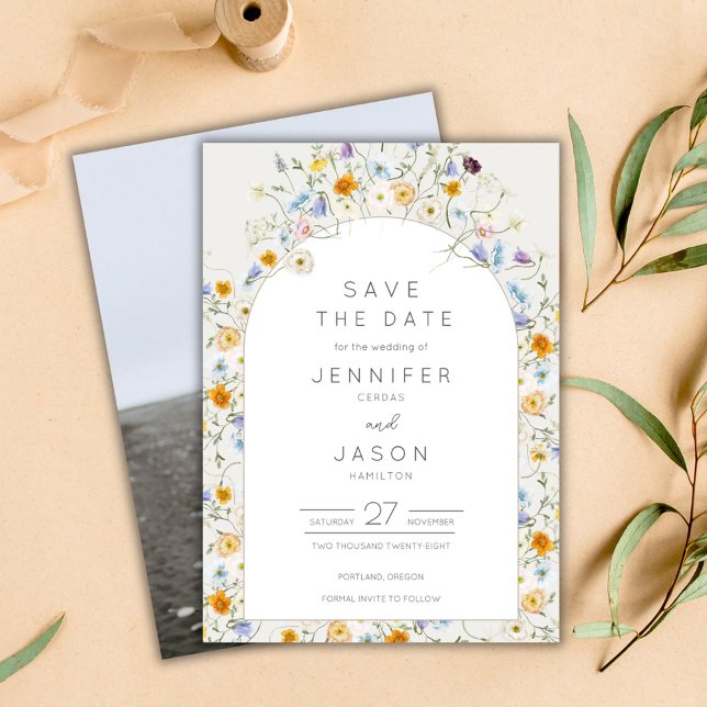 Wildblume Garden Wedding Foto Save The Date (Wildflower Garden Wedding Photo Save The Date)