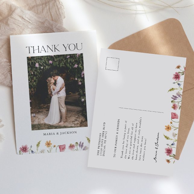 Wildblume Garden Wedding Foto Vielen Dank Postkarte (Von Creator hochgeladen)