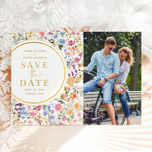 Wildblume Garden Wedding Save the Date Foto Ankündigungspostkarte