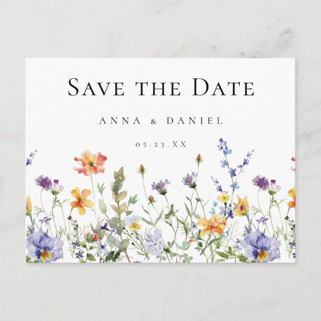 Wildblume Garden Wedding Save the Date Postkarte (Vorderseite)