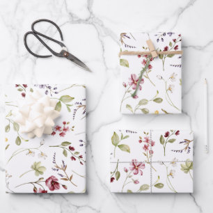 Wildblume Garden White Floral Geschenkpapier Set