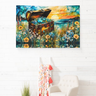 Wildblume Garten Schatztruhe Banner
