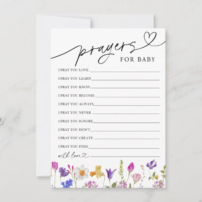 Wildblume Gebete und Wünsche für Kinderkarte Einladung (Vorderseite)