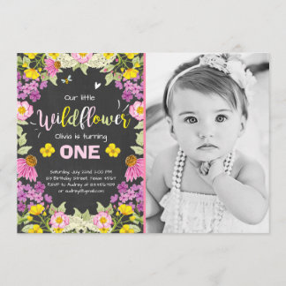 Wildblume Geburtstag Einladung Floral Girl pink