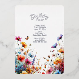 Wildblume Geburtstag Folieneinladung