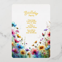 Wildblume Geburtstag Folieneinladung