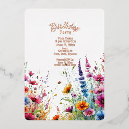 Wildblume Geburtstag Folieneinladung