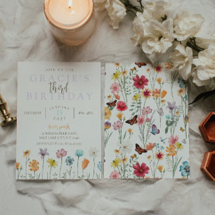 Wildblume Geburtstagsthema Einladung - Boho Floral