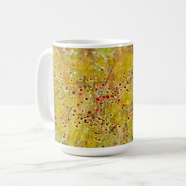Wildblume Gelbe Blume Abstrakt Art Tasse Cup (Vorderseite Links)