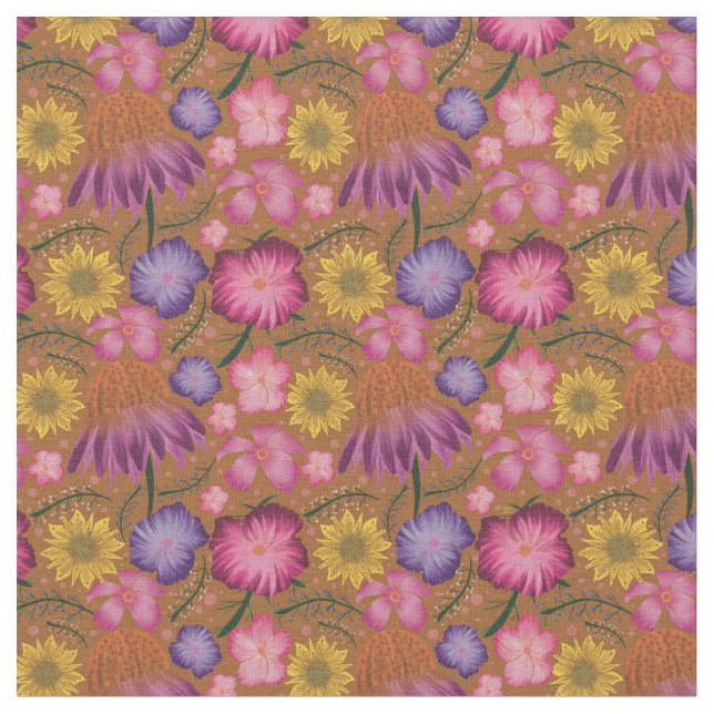 Wildblume Gelbes Blumenmuster Stoff (Nahaufnahme)