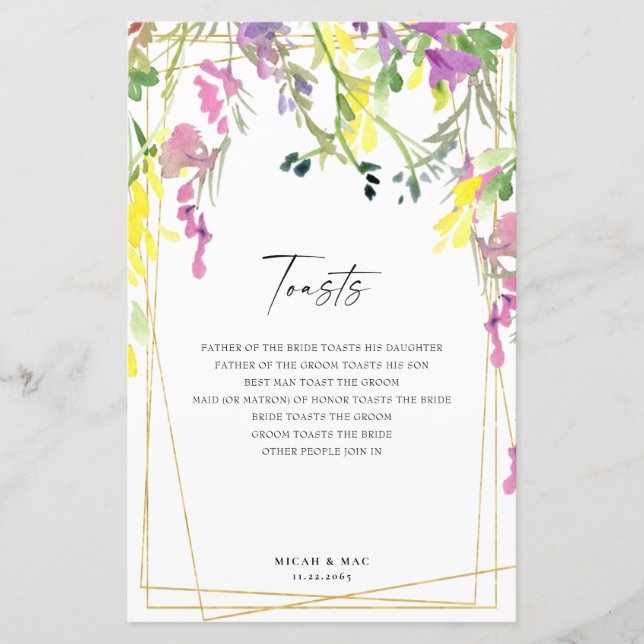 Wildblume Geometrische Empfang Toasts II (Vorderseite)