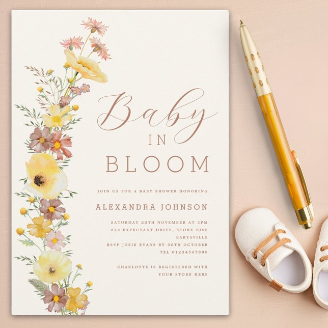 Wildblume Geschlechtsneutraler Fall Babydusche Einladung (Baby in bloom Gender neutral fall baby shower invitation)