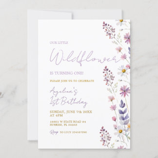 Wildblume Girl 1. Geburtstag Einladung