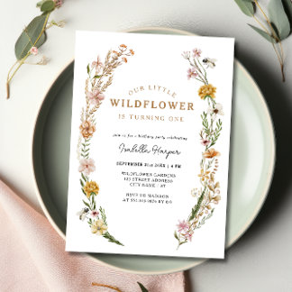 Wildblume Girl 1. Geburtstag Einladung