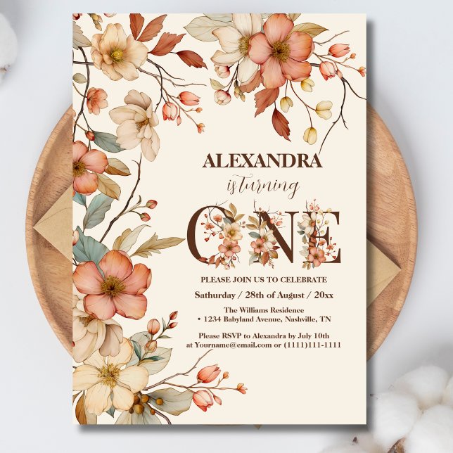 Wildblume Girl 1. Geburtstag Einladung (Von Creator hochgeladen)