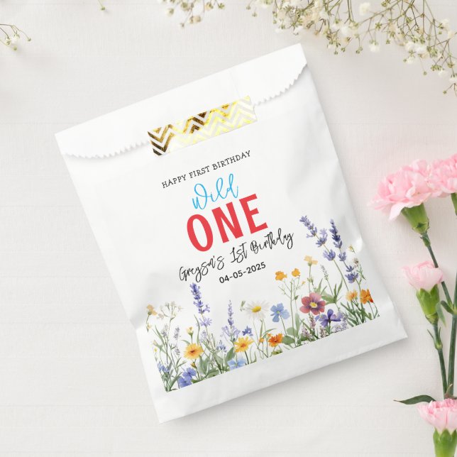 Wildblume Girl 1. Geburtstag Party Geschenktütchen (Versiegelt)