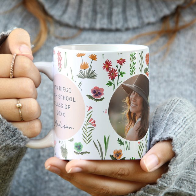 Wildblume Girl Abschluss Foto Kaffeetasse (Wildflower Girl Graduation Photo Coffee Mug)
