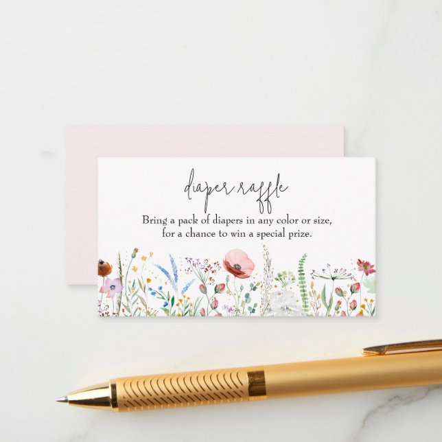 Wildblume Girl Baby Duschdusche Windelwanne Begleitkarte (Vorderseite/Rückseite Beispiel)