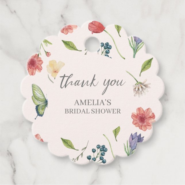 Wildblume Girl Baby Duschkarten & Geschenke Unters Geschenkanhänger (Vorderseite)