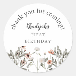 Wildblume Girl Birthday Party Gefallen Runder Aufkleber