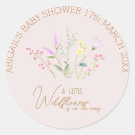 Wildblume Girl Kinderdusche Einladung Runder Aufkleber