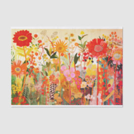 Wildblume Gold Orange Abstrakte Malerei Dekoupage Seidenpapier