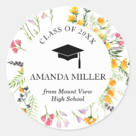 Wildblume Graduierte personalisiert Abschluss Runder Aufkleber