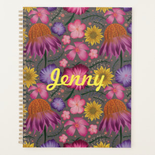 Wildblume Grau floral Personalisiert Planer