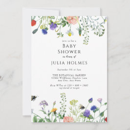 Wildblume Greenery | Bienen | Babydusche Einladung