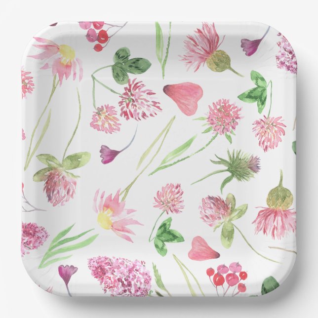 Wildblume Greenery Pappteller (Vorderseite)