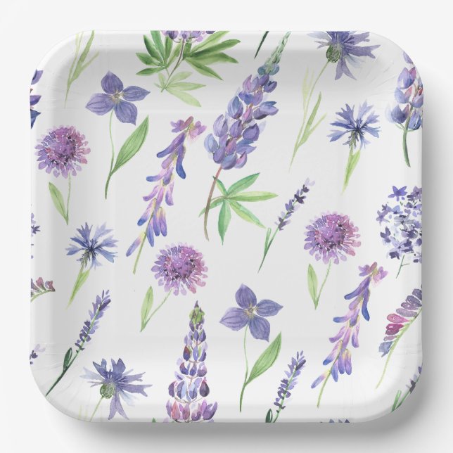 Wildblume Greenery Pappteller (Vorderseite)