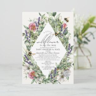 Wildblume Greenery Rhombus Baby Shower by Mail Einladung
