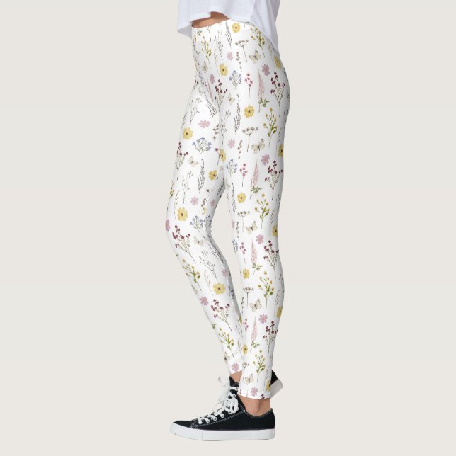 Wildblume Grüne Wiesen Blumengarten Leggings (Links)