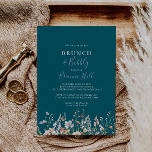 Wildblume Grüner Brunch und Bubbly Brautparty Einladung