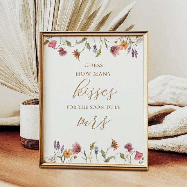 Wildblume Guess Wie viele Kisses Bridal Game Sign Poster (Von Creator hochgeladen)