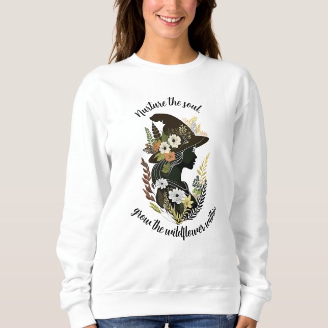 Wildblume Heiler Silhouette Schwarz & Weiß Natur Sweatshirt (Vorderseite)