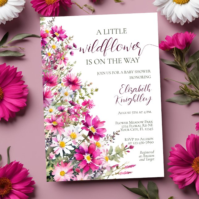 Wildblume Hellrosa Blütenmäulendusche Einladung (Von Creator hochgeladen)