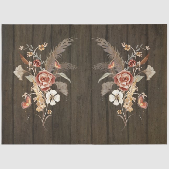 Wildblume Herbst Bouquet Pampas Seidenpapier (Vorderseite)