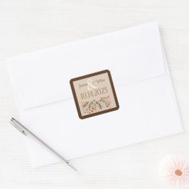 Wildblume Hochzeit Elegante Inspirivity Modern Quadratischer Aufkleber