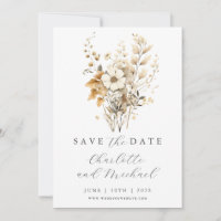 Wildblume Hochzeit | Elfenbeinflachskarte Save the