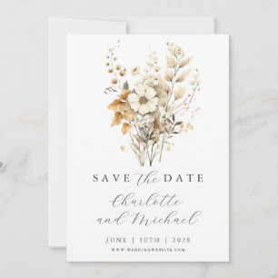 Wildblume Hochzeit Elfenbeinflachskarte Save the Date