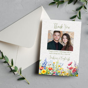 Wildblume Hochzeit Foto Flat Danke Karte