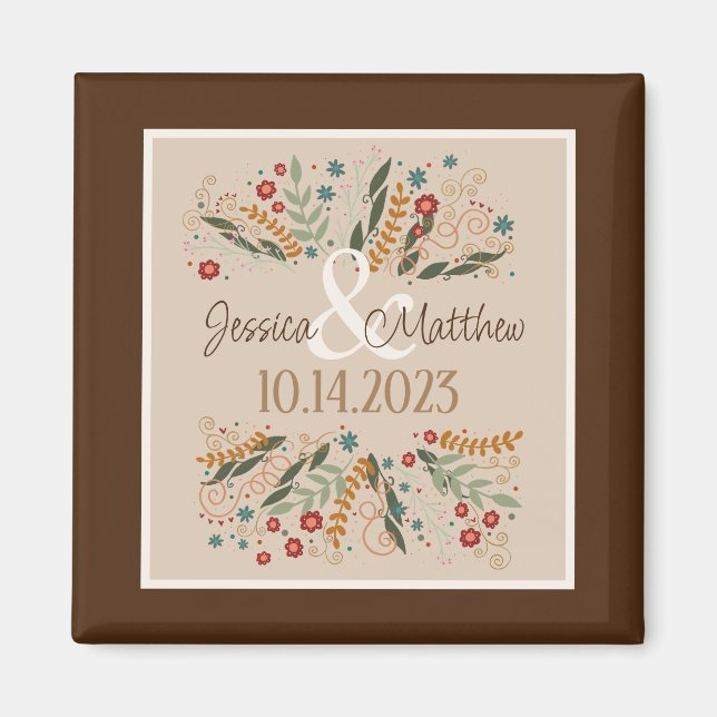 Wildblume Hochzeit Moderne Eleganz Magnet (Vorne)