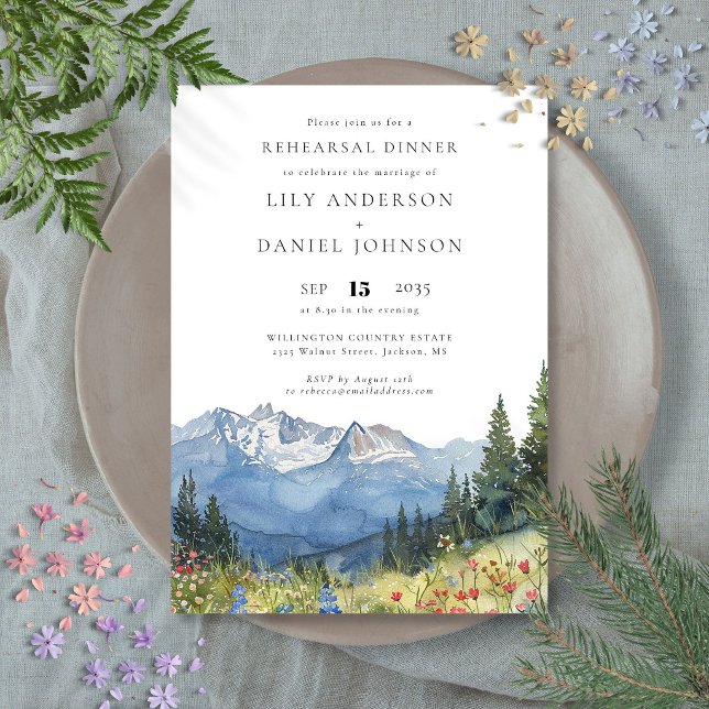 Wildblume Hochzeit Probe Dinner Einladung (Mountain Wildflower lWedding Rehearsal Dinner Invitation)