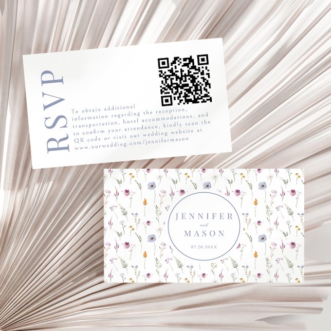 Wildblume Hochzeit RSVP QR-Code-Karten Begleitkarte (Von Creator hochgeladen)