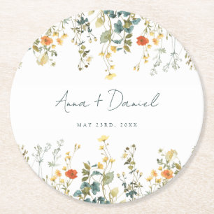 Wildblume Hochzeit Runder Pappuntersetzer