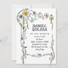 Wildblume Hochzeit Rustikales Land Wilde Blume Einladung